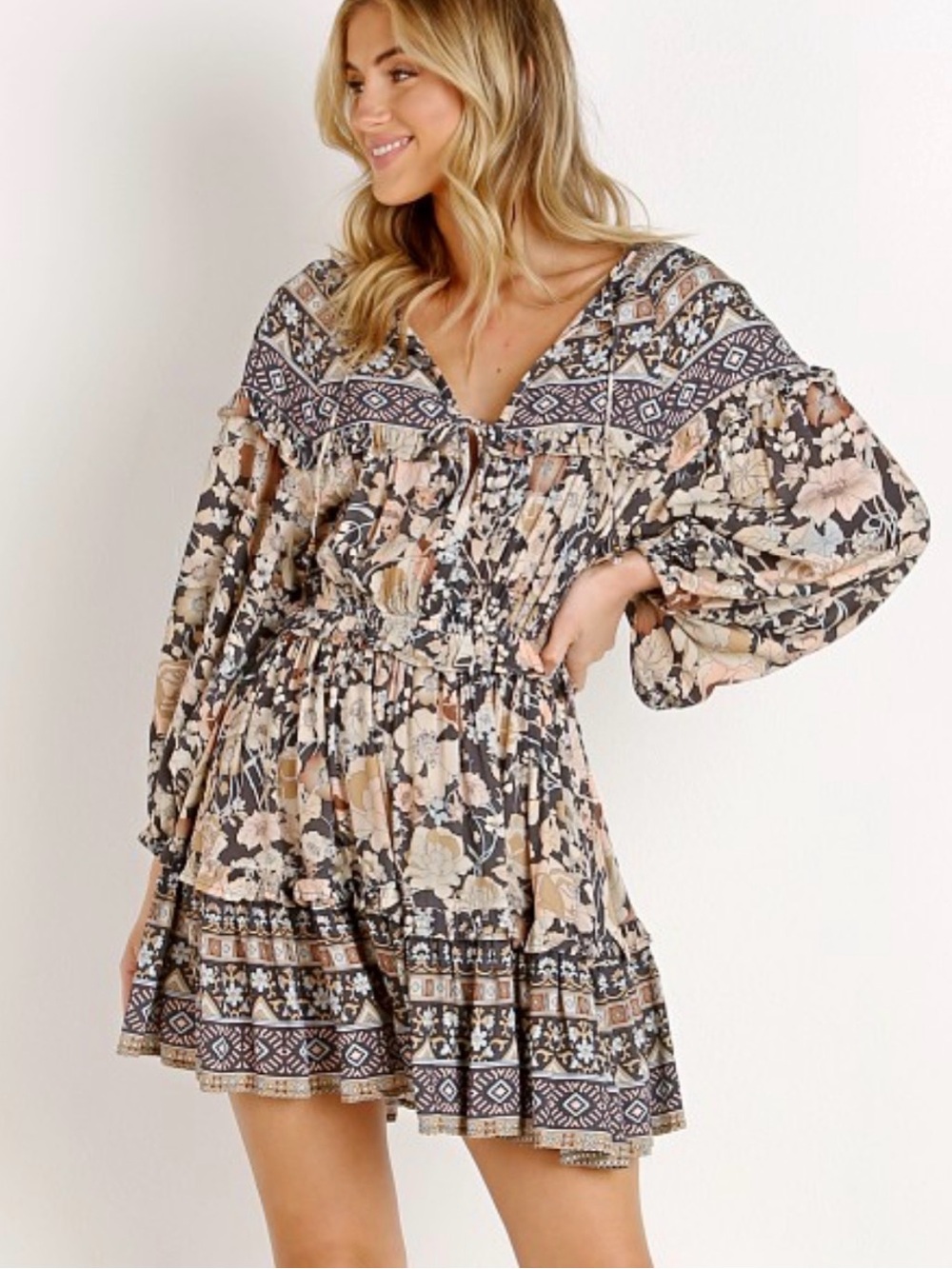 Boho Floral Mini Dress